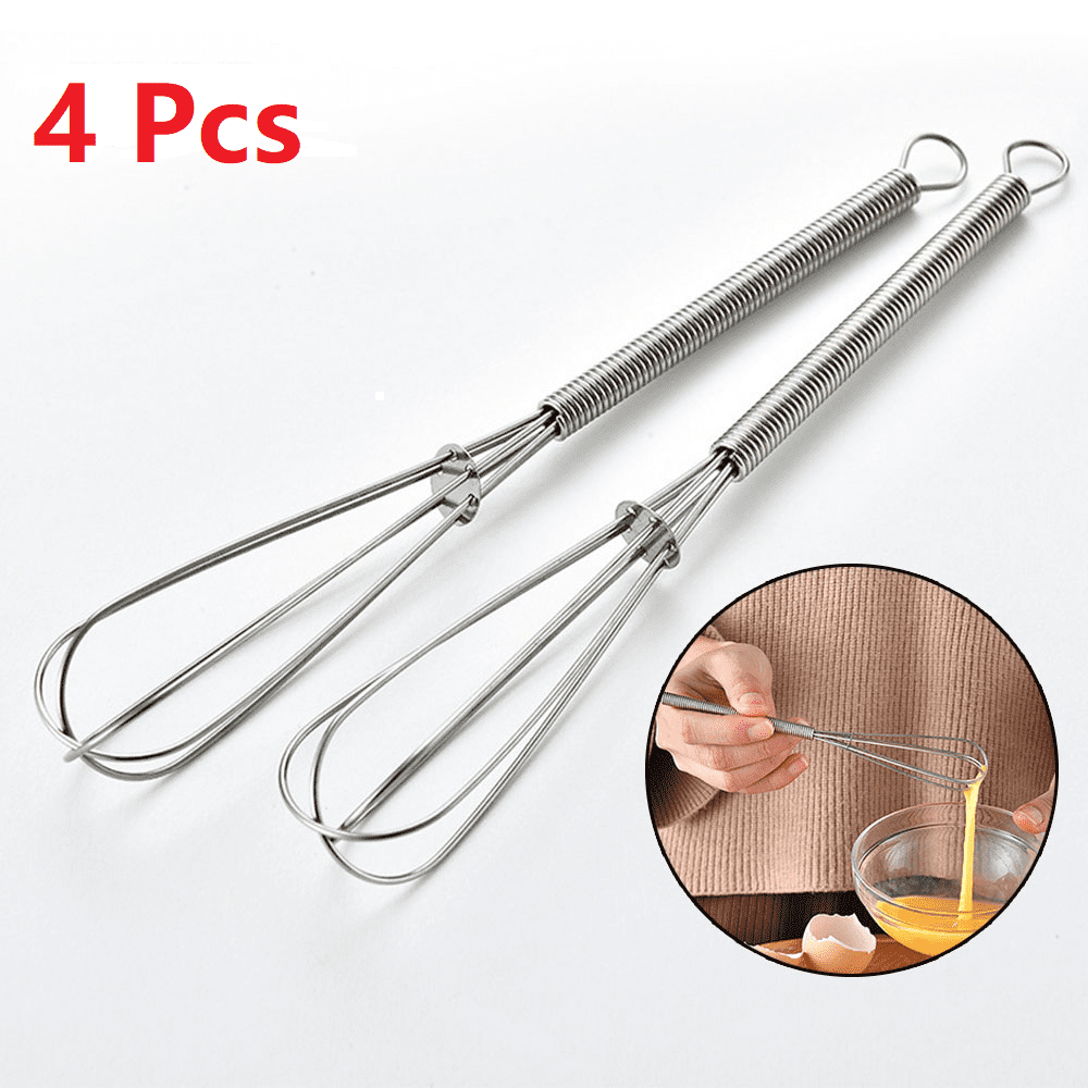 Mduoduo Mini Whisks,4 Pcs Small Stainless Steel Balloon Wire Whisk Set,Whip Mix Stir Beat,Silver