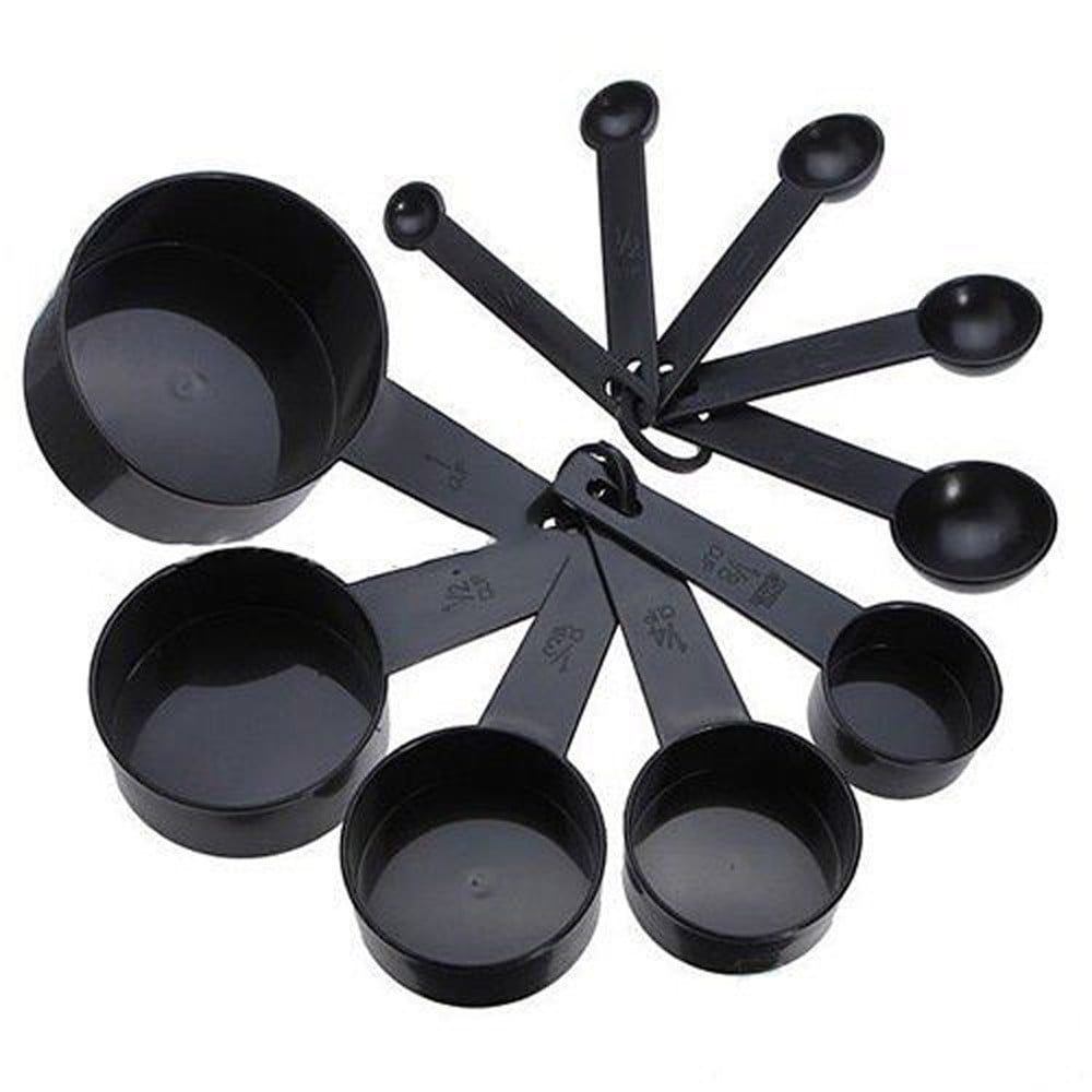 Measuring Cups and Spoons Set, 10 PCS Stackable Measuring Spoons with Plastic Handle, Accurate Tablespoon for Measuri...