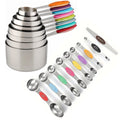Measuring Cups and Spoons Set, 17-Piece Stainless Steel Magnetic Double-Headed Spoons with Engraved Measurements and ...