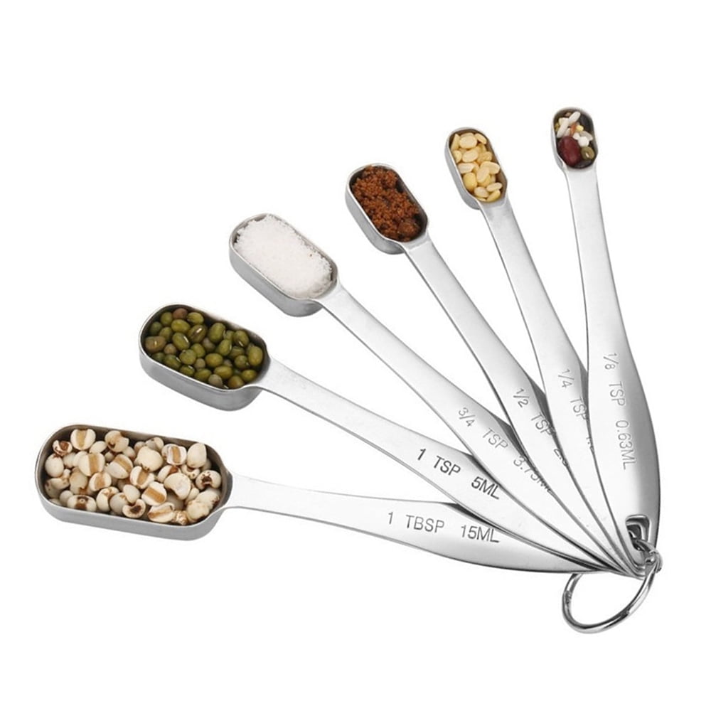 Measuring Spoons Set - 6 Piece measuring cups and spoons set, Stainless Steel Measuring Spoonsmeasuring spoons and cu...
