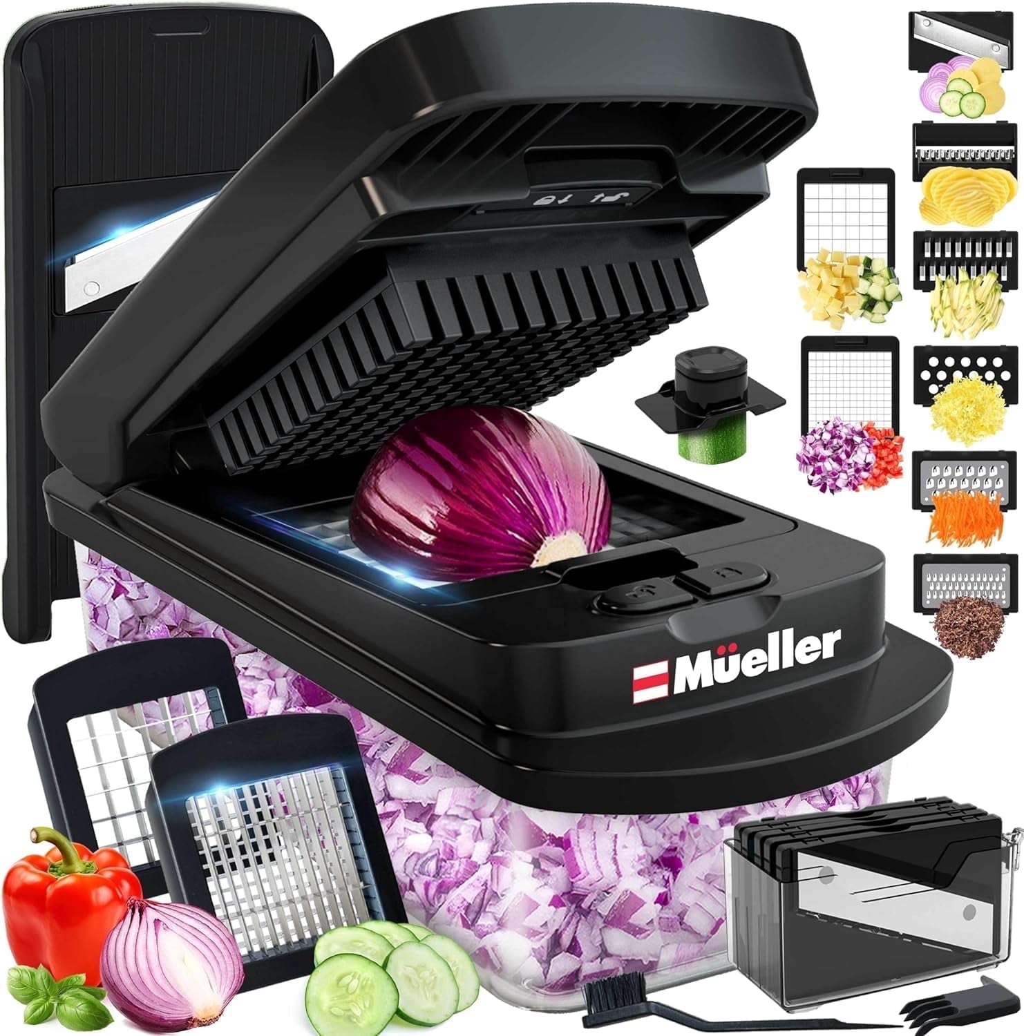 Vegetable Chopper, 10-in-1 Chopper Vegetable Cutter, Food Chopper with Container, Multifunctional Vegetable Cutter wi...