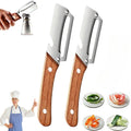 Multi-Functional Vegetable Peeler 2-in-1 with Stainless Steel Blade and Non-Slip Wooden Handle for Fruits, Vegetables...