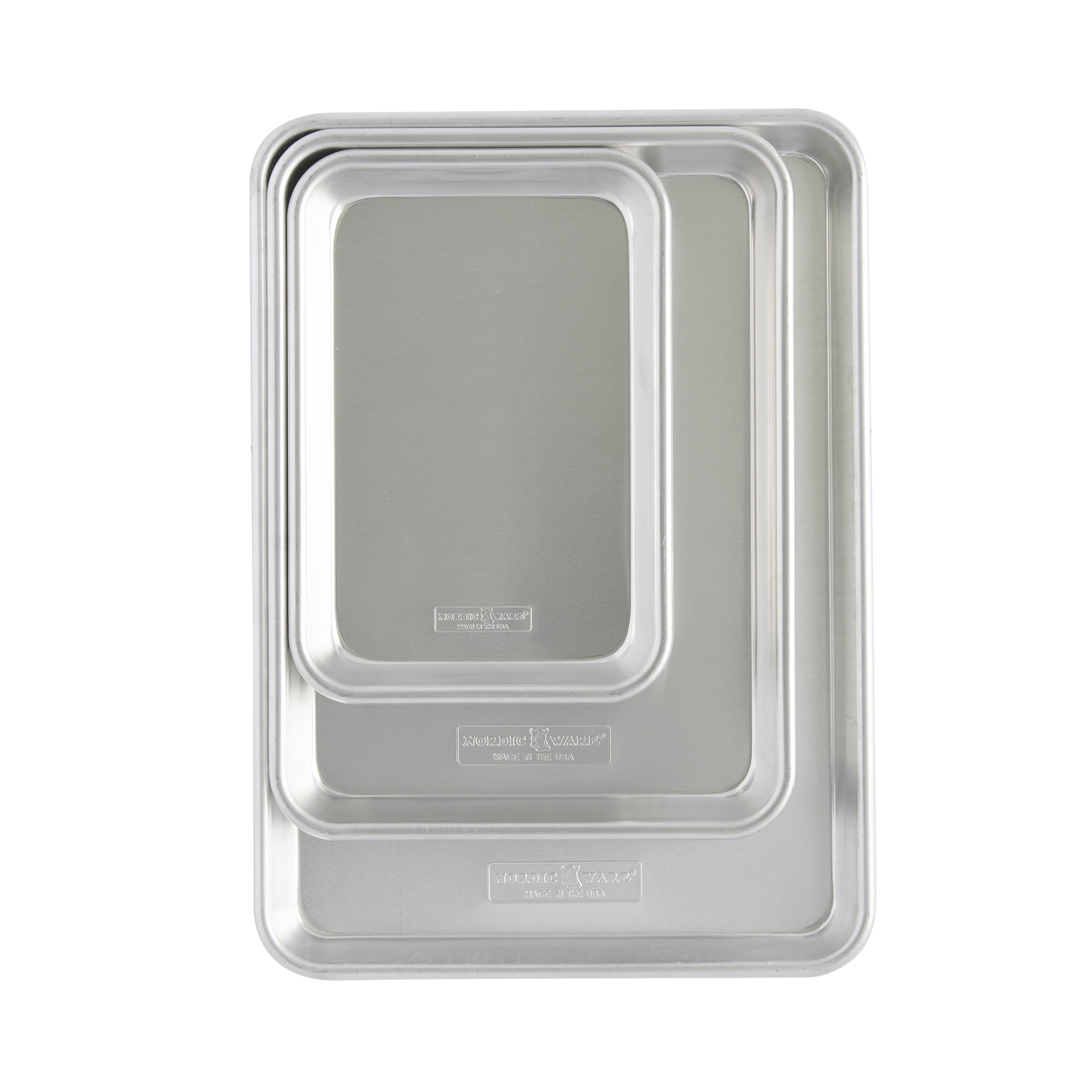 Naturals 3 Piece Aluminum Bakeware Set with Jelly Roll, Quarter & Eighth Sheet Rectangular Cookie & Baking Sheet Pans