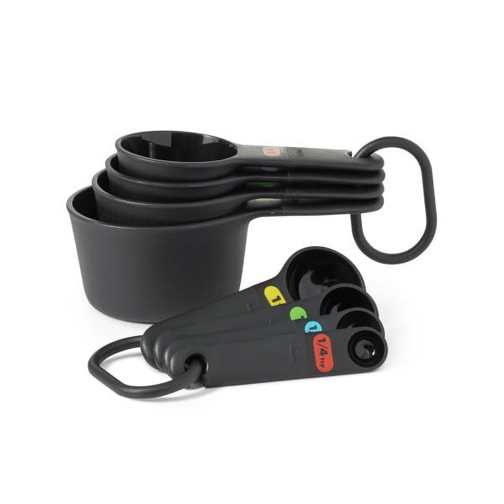OXO Softworks Plastic Measuring Cups and Spoons Set, Black