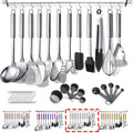 ReaNea Kitchen Utensils Set 37 Pieces, Stainless Steel Cooking Utensils Set, Kitchen Gadgets Cookwarewith Hooks For H...
