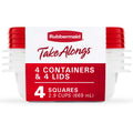 Rubbermaid TakeAlongs 2.9-Cup Square Food Storage Containers, Ruby Red, 4 Pack
