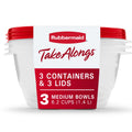 Rubbermaid TakeAlongs 6.2-cup Round Food Storage Containers, Ruby Red, 3 pack
