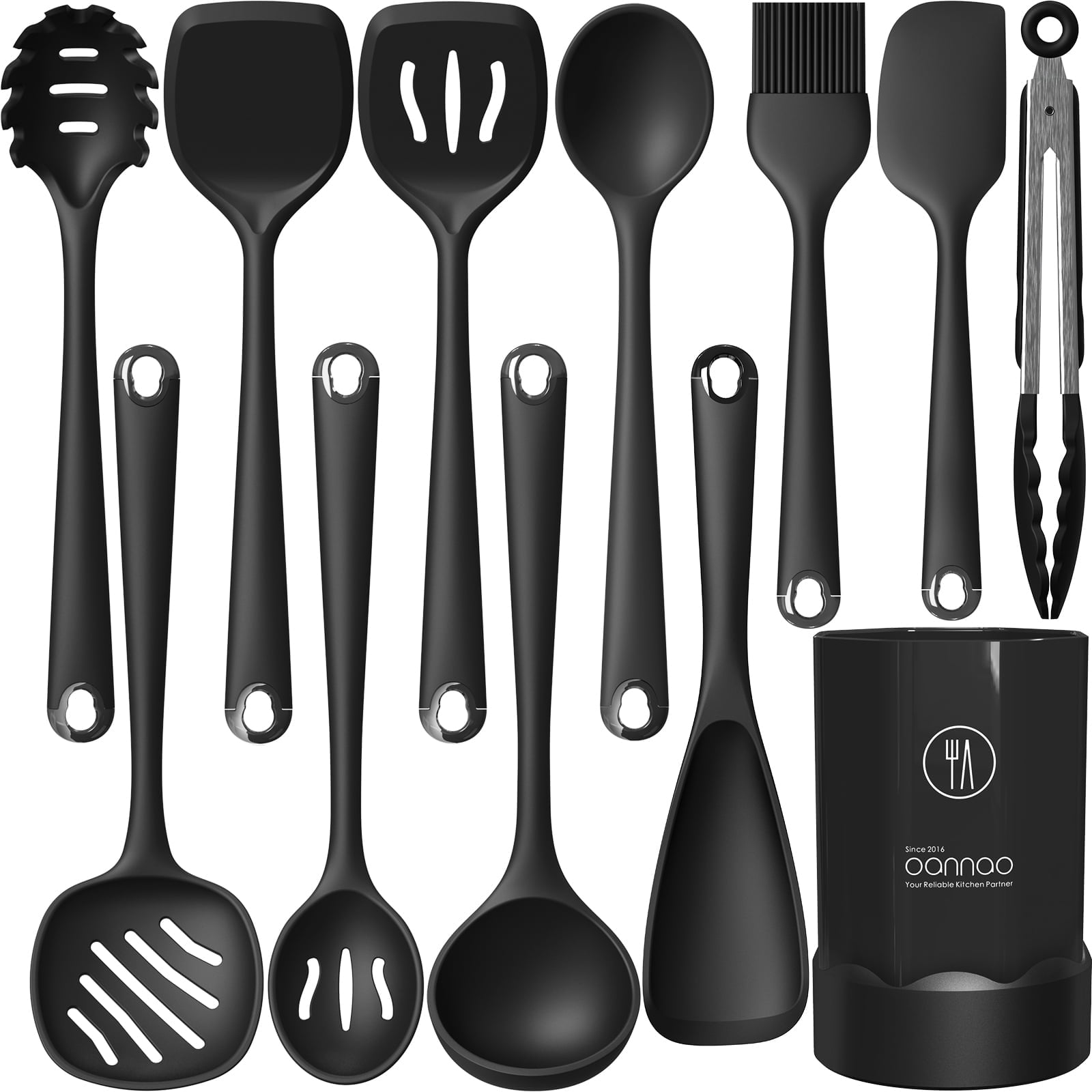 Silicone Kitchen Utensils Set, 600°F Heat Resistant Silicone Cooking Utensils, Spatula, Spoon, Whisk, Tongs, Kitchen ...