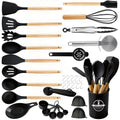 Silicone Cooking Utensils Set, Heat Resistant Kitchen Tools, 36 PCS Non-Stick Silicone Cooking Kitchen Utensils, Black