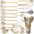 Silicone Cooking Utensils Set, Heat Resistant Kitchen Tools, 36 PCS Non-Stick Silicone Cooking Kitchen Utensils, Khaki