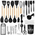 Silicone Cooking Utensils Set with Holder, 44 PCS Kitchen Utensils Set, Silicone Kitchen Gadgets Spatulas Set for Non...