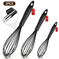 Silicone Wire Whisk, MOJINO Egg Beater Set of 3, Non Scratch Stainless Steel Kitchen Whisks for Cooking, Blending, Be...