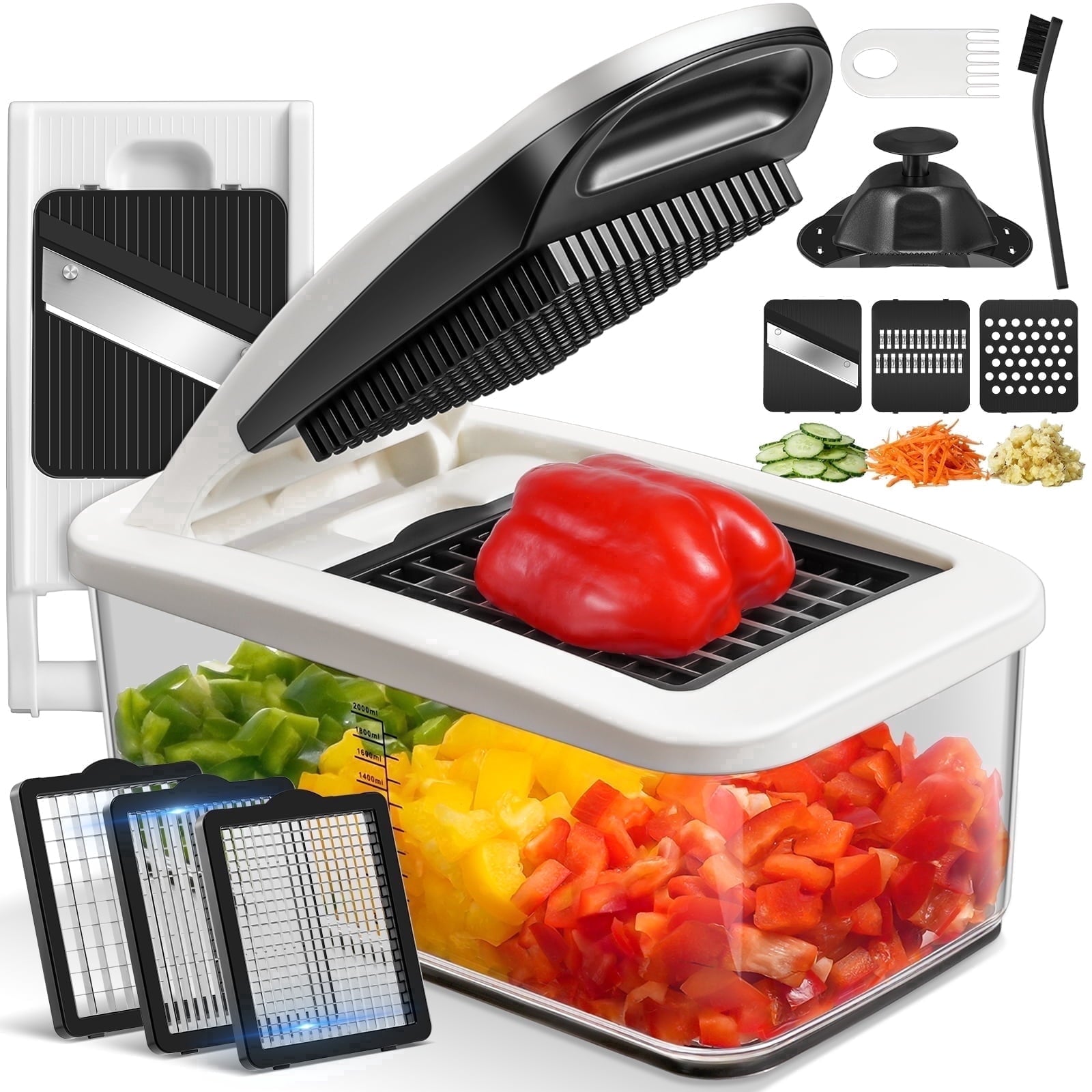 Sopito Vegetable Chopper Dicer, Heavy-Duty Veggie Food Onion Chopper with 6 Blades & Container, Multifunctional Veget...