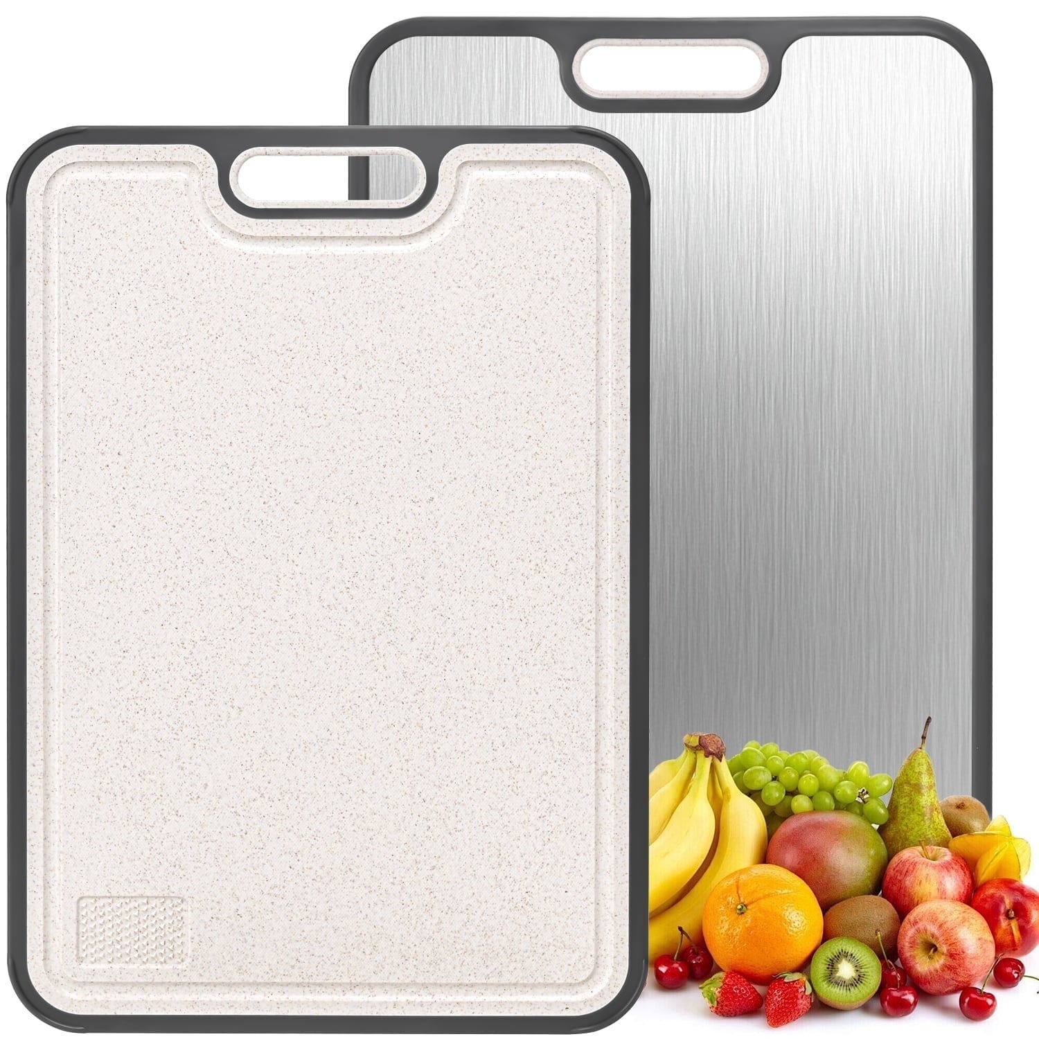 Stainless Steel Cutting Board Large, Double Sided Cutting Board for Kitchen, Non Toxic Chopping Board for Meat, Veget...