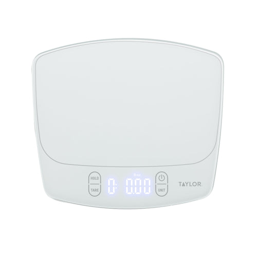 Taylor 11lb Waterproof Digital Kitchen Scale and Food Scale for Baking, Cooking, Meal Prep and Portion Sizing White