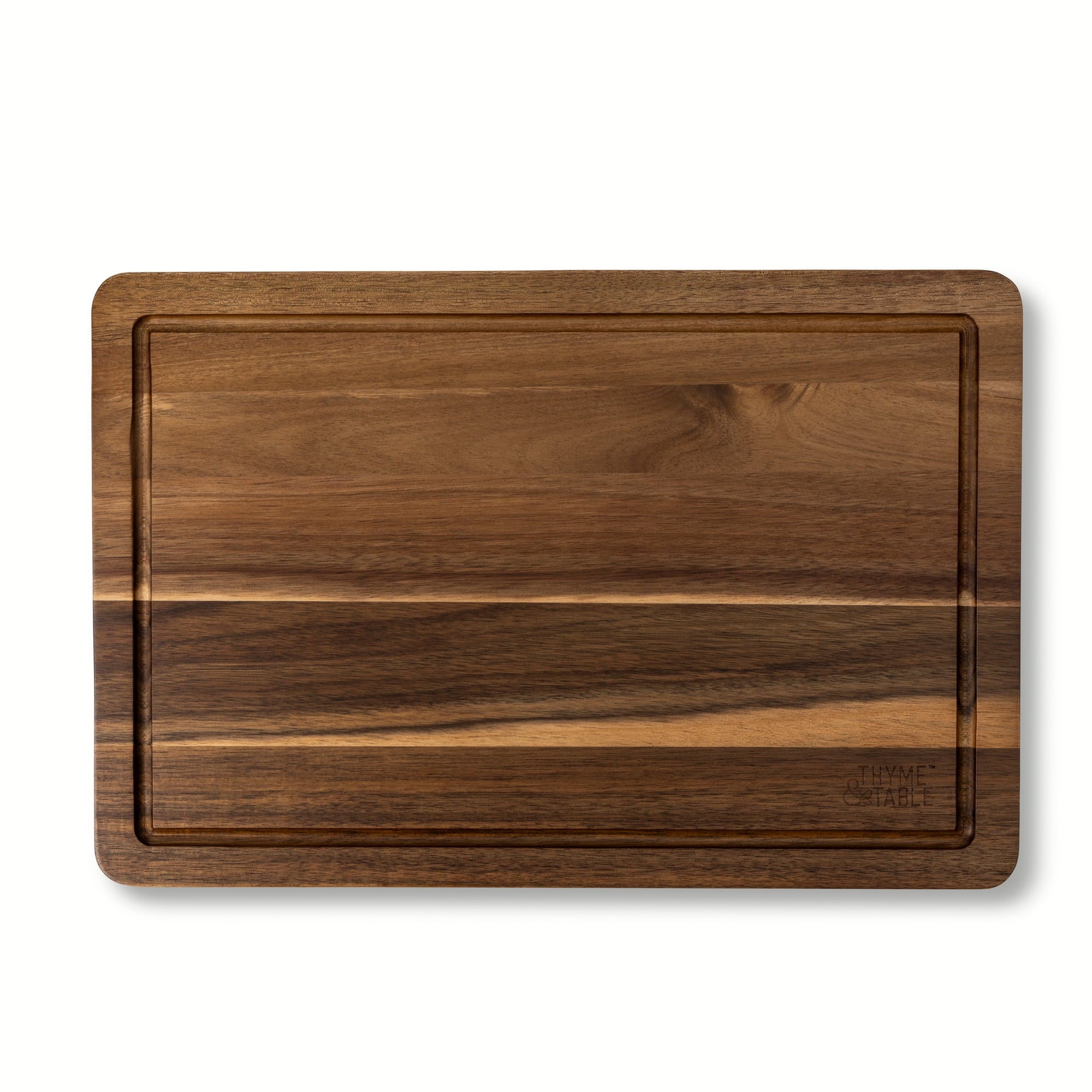 Thyme & Table Large 12"x18" Acacia Wood Cutting Board with Triangle Shaped Anti-Slip Grips