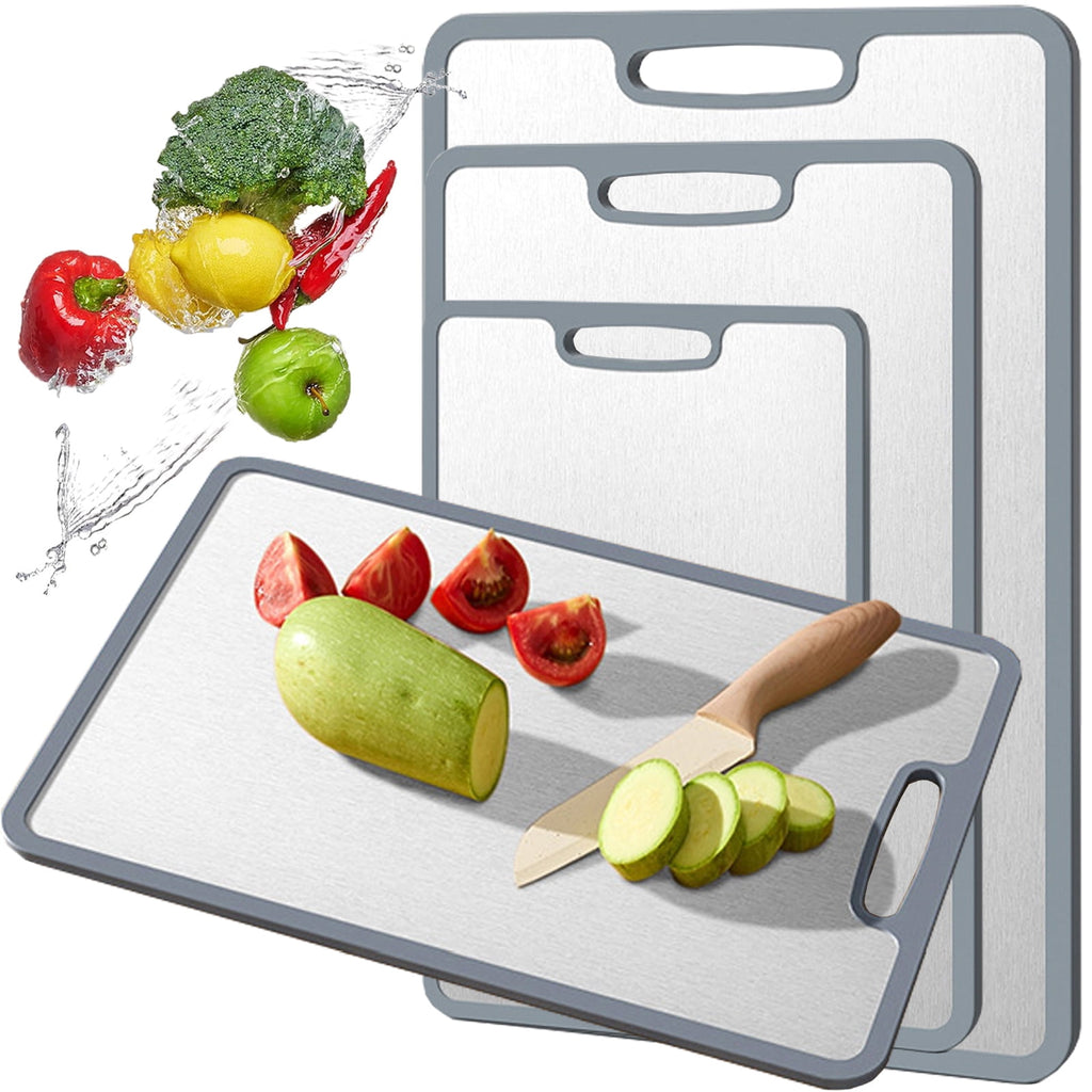 Titanium Cutting Board Double-sided non-slip silicone edging Pure Titanium Cutting Boards for Kitchen - Double-Sided ...