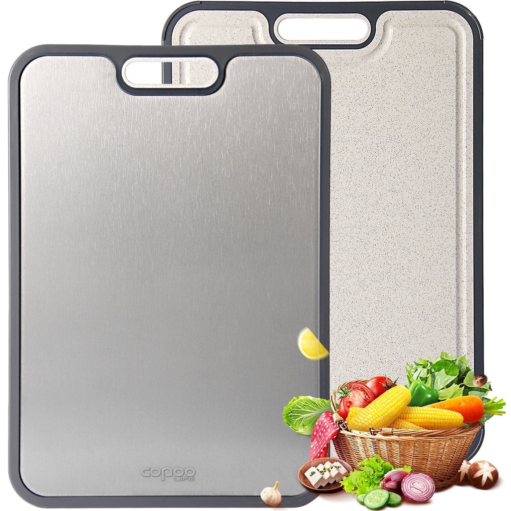Titanium Cutting Board for Kitchen, Cutting Board Double Sided Food Grade, Pure Titanium and Wheat Straw PP, Easy to ...
