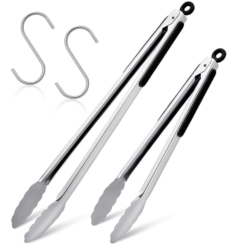Topekada 2 Pack 12 16 Inch Extra Long Grill Tongs - Stainless Steel Cooking Tongs, Metal Locking Tong for BBQ, Grilli...