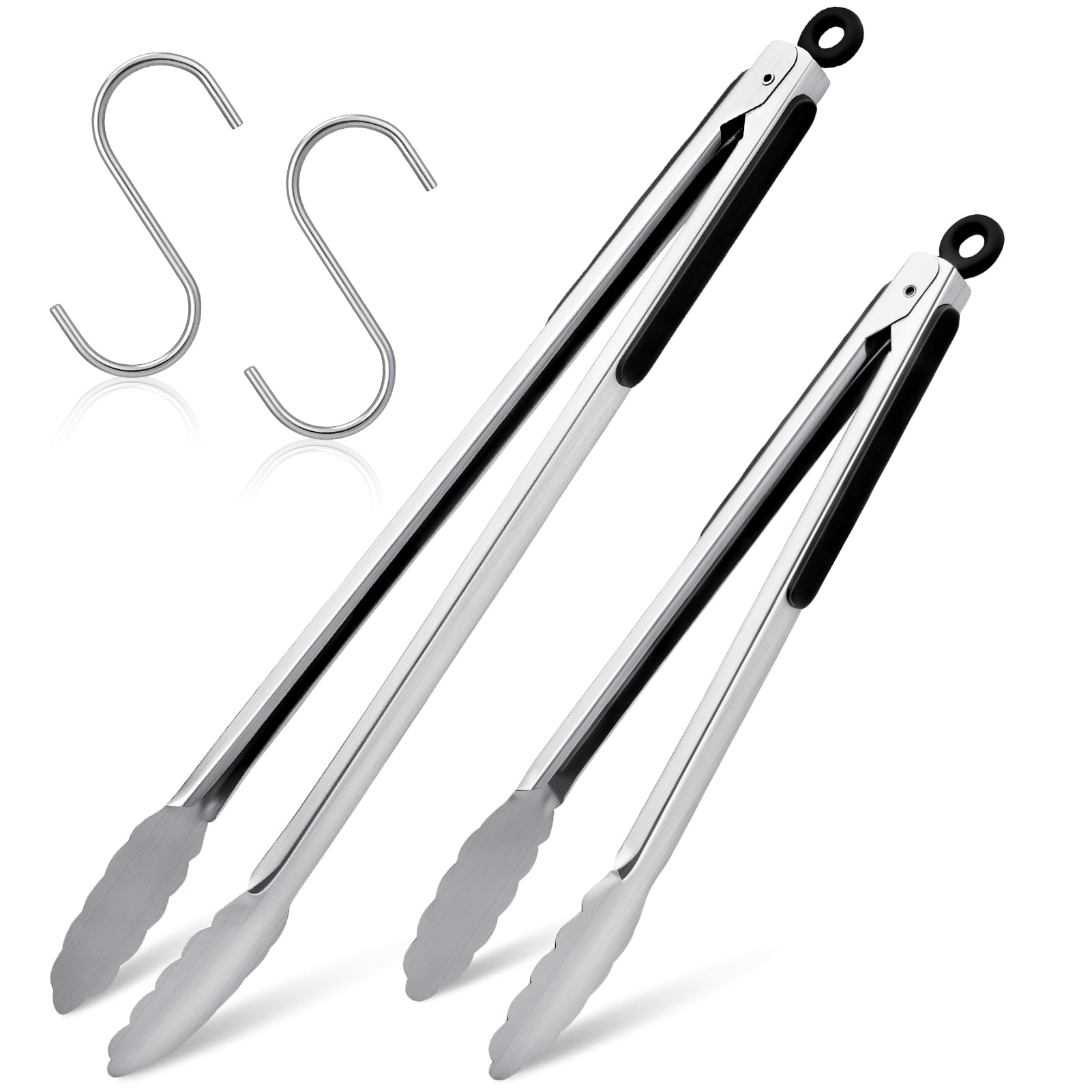 Topekada 2 Pack 12 16 Inch Extra Long Grill Tongs - Stainless Steel Cooking Tongs, Metal Locking Tong for BBQ, Grilli...