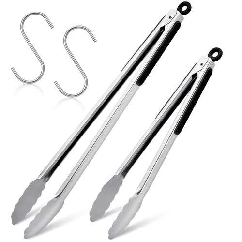 Topekada 2 Pack 12 16 Inch Extra Long Grill Tongs - Stainless Steel Cooking Tongs, Metal Locking Tong for BBQ, Grilli...