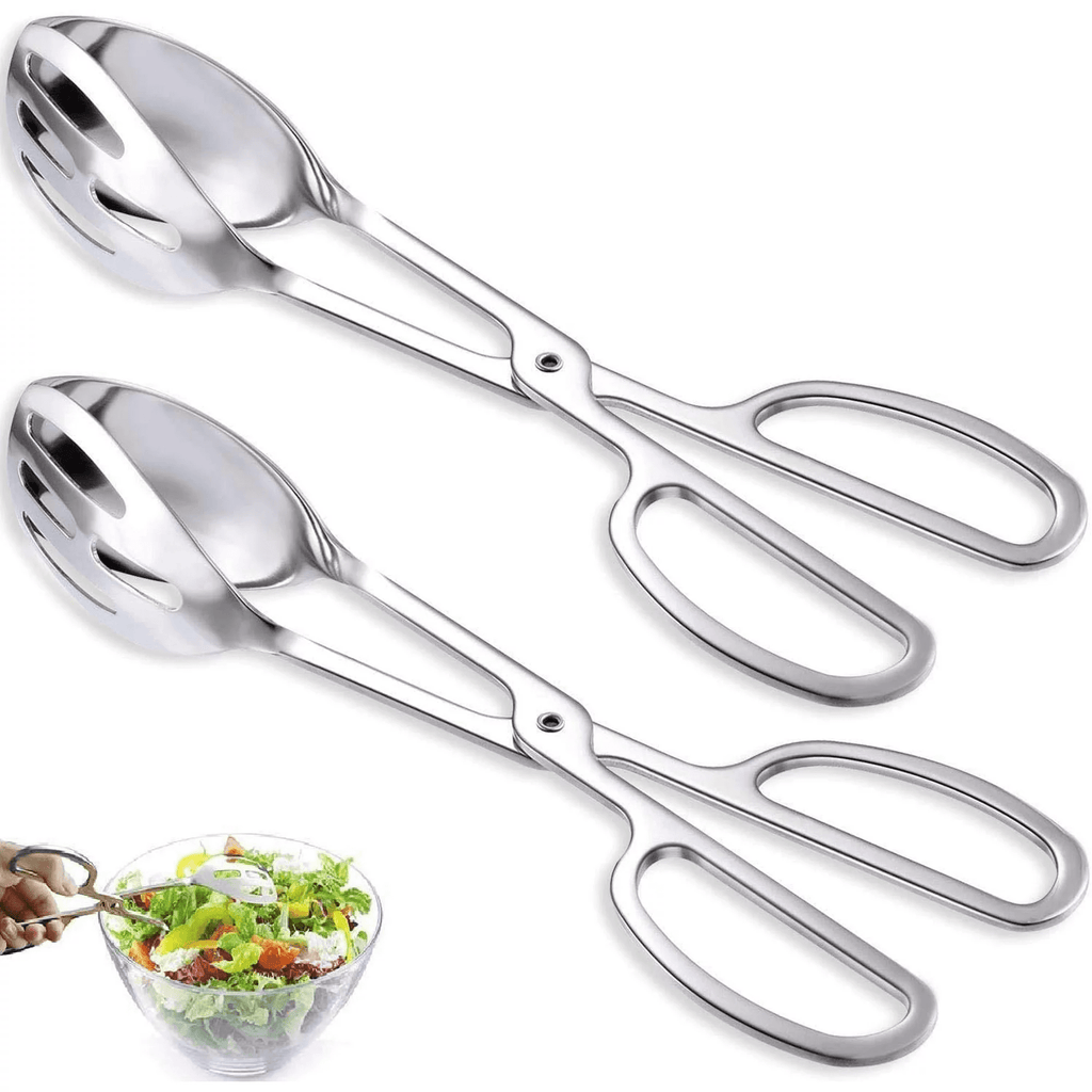 UU&T 2 Pcs Salad Tongs, 10'' Stainless Steel Kitchen Tongs, for Baking Cake Buffet Pasta Restaurant Home Kitchen Gadg...
