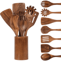 VAVSEA Thick Wooden Spoons for Cooking, 8 Pcs Natural Wooden Utensil for Cooking with Non-Stick, Heat Resistant, Wood...
