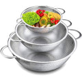VeSteel Colander Set of 3, Stainless Steel Micro-Perforated Colanders Strainers for Draining Rinsing Washing, Ideal f...