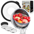 Vesteel Colander with Mixing Bowl Set, 4 in 1 Stainless Steel Food Strainer with Airtight Visible Lid and 3 Graters, ...