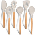Vesteel Kitchen Utensils Set of 6, Silicone Cooking Utensils with Wooden Handle, Non-Stick Cookware & Heat Resistant,...