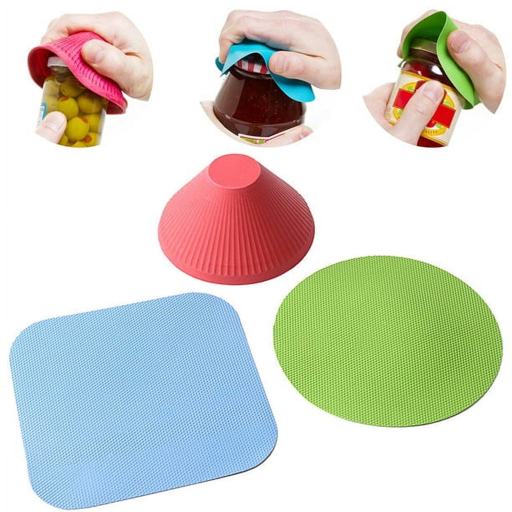 Vruelia 3 Pcs of Jar Openers, Non Slip Jar Gripper, Multi-Purpose Reusable Rubber Gripper Jar Opener, Apply for Senio...