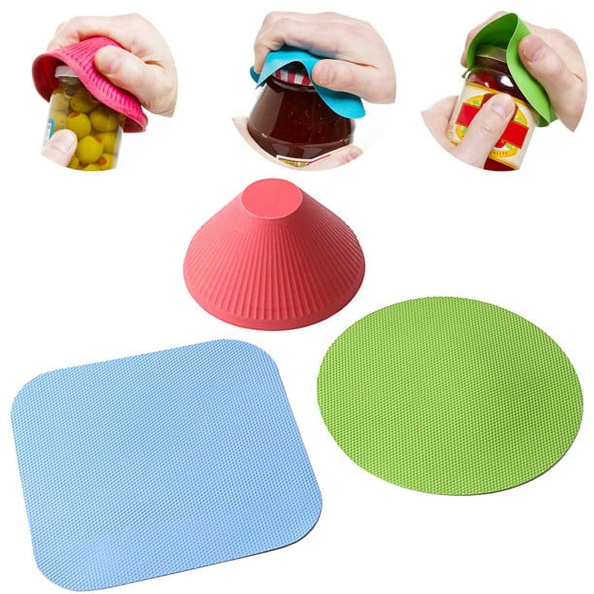 Vruelia 3 Pcs of Jar Openers, Non Slip Jar Gripper, Multi-Purpose Reusable Rubber Gripper Jar Opener, Apply for Senio...