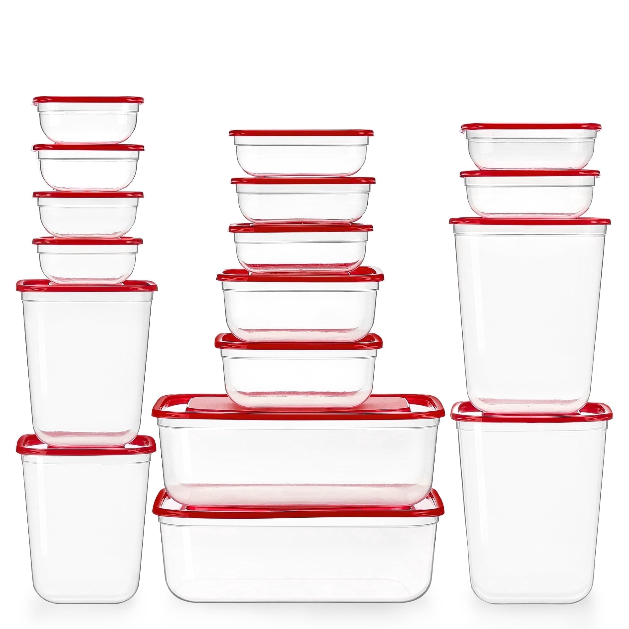 Sindcom 34 Pieces Meal Prep Containers, 7-Size ，Plastic Food Storage Containers with Lids for Lunch,Leftover