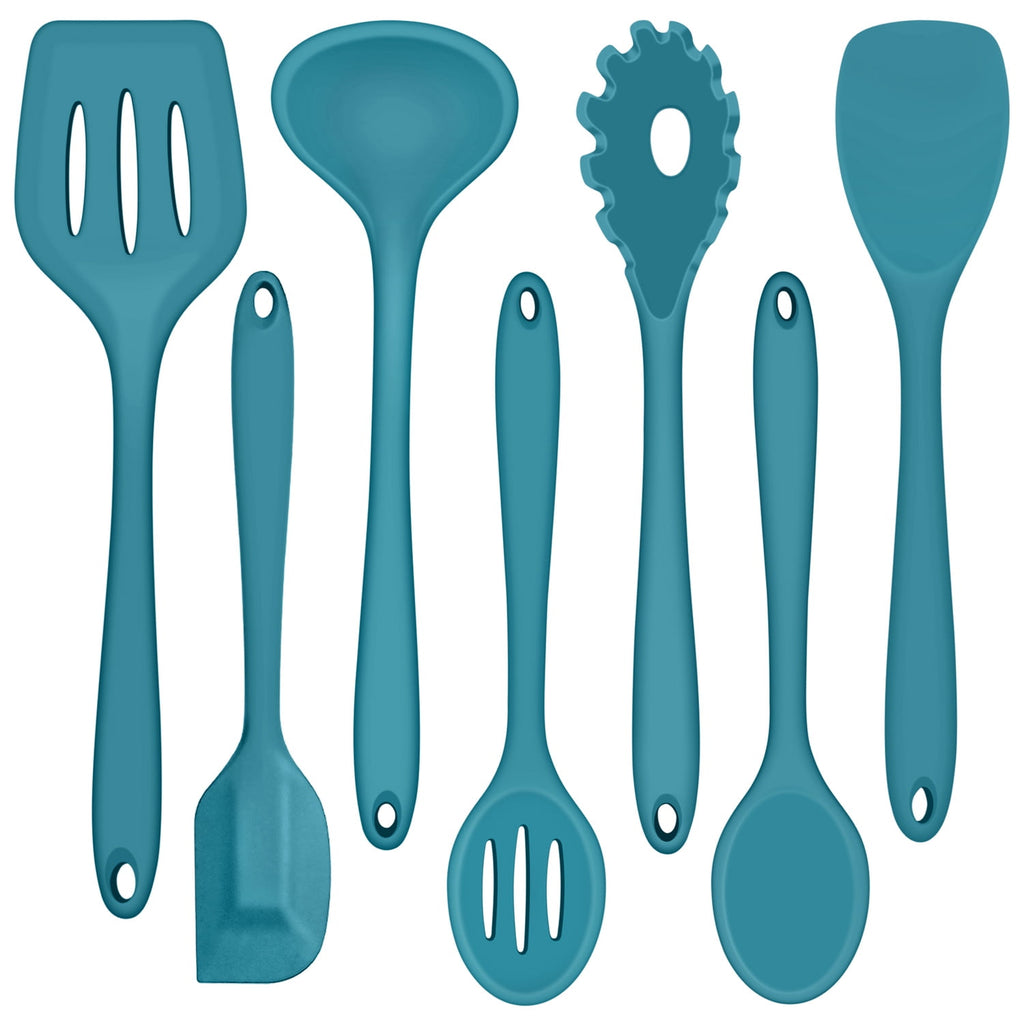 Walchoice 7-Piece Silicone Cooking Utensils Set, Blue Kitchen Utensils, Non-stick Gadgets Tools Include Slotted Turne...
