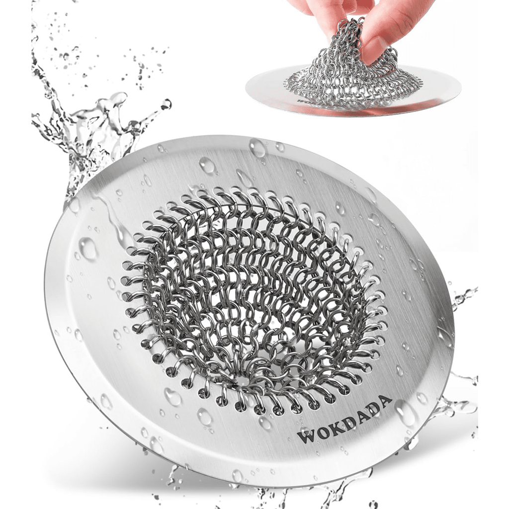 WOKDADA Revolutionary Kitchen Sink Strainer, Patented Reversible Chain Mesh, Effortless Cleaning & Food Catcher, No C...