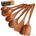 GPED Wooden Spoons for Cooking, 6 PCS Teak Wood Cooking Utensil Set, Wooden Kitchen Utensils for Nonstick Pans & Cook...