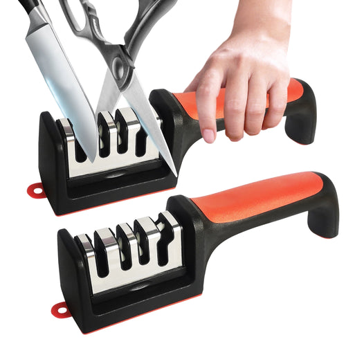 AGCAN 2 Pack Knife Sharpener, 4-Stage Kitchen Knife Sharpeners with Non-slip Base, Knife Sharpening System for Kitche...