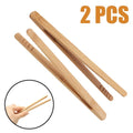 Yannee 2 Pcs Bamboo Toaster Tongs for Toast Pickles Tea Cooking Kitchen Tongs
