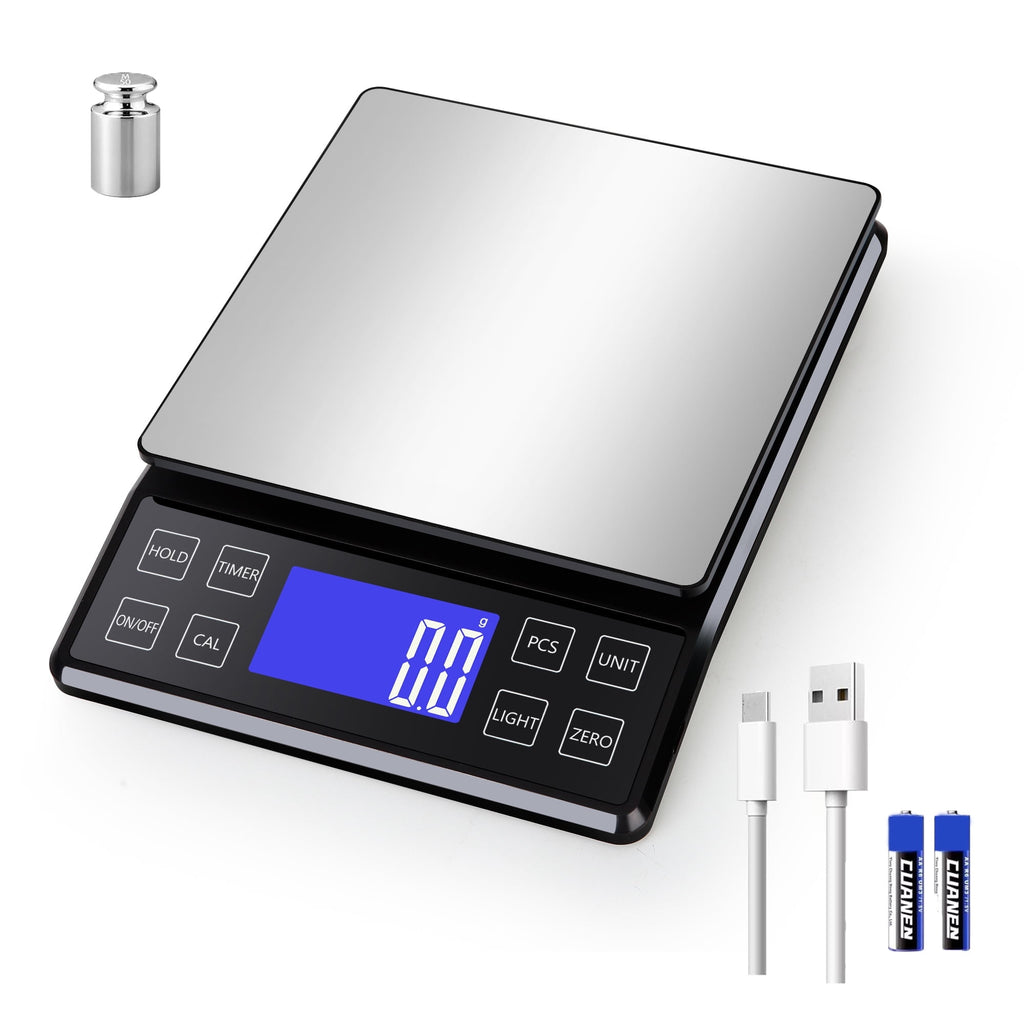 ZOWWKLLY Digital Food Kitchen Scale, Gram Scale 0.1g/0.001oz Accuracy,5kg/11lb Stainless Steel with 9 Units, Tare Fun...