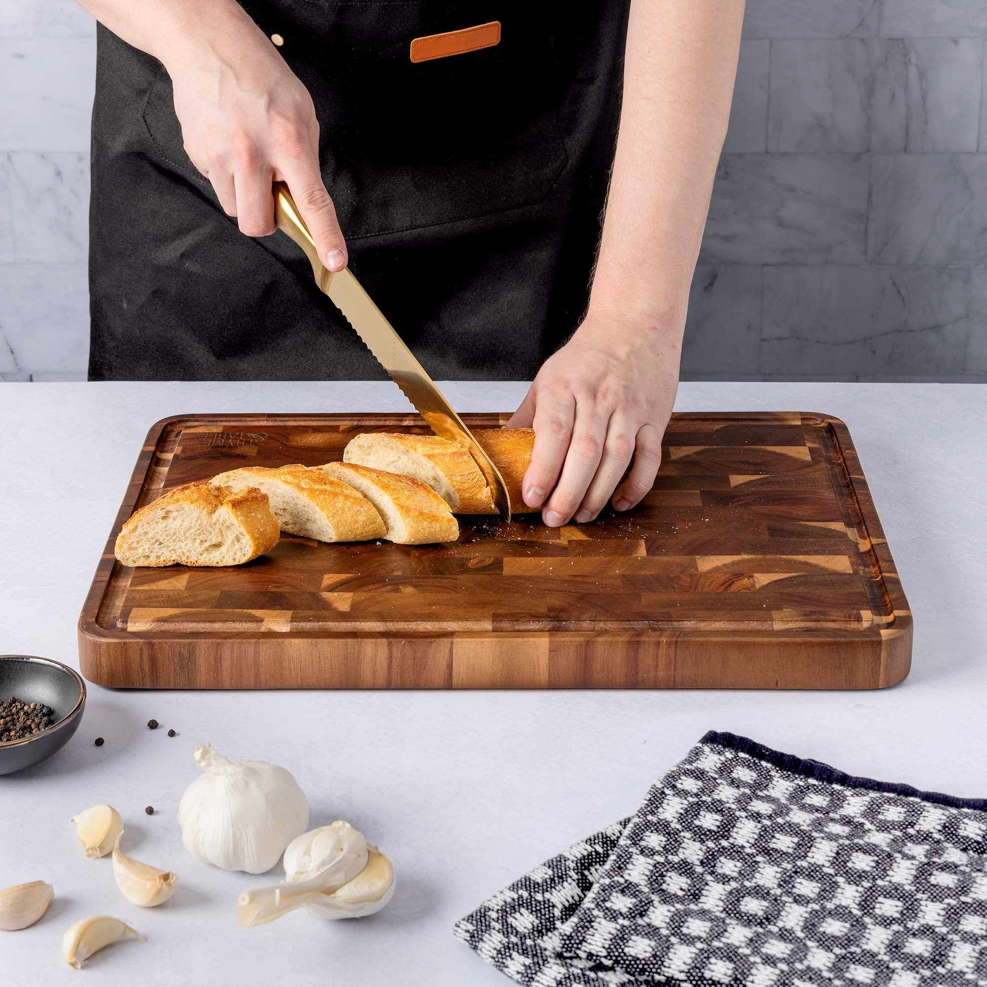 Thyme & Table 12"x18" Acacia End Grain Butcher Block - Image 5