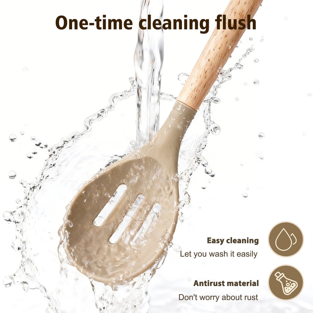 Silicone Cooking Utensils Set, Heat Resistant Kitchen Tools, 36 PCS Non-Stick Silicone Cooking Kitchen Utensils, Khaki - Image 3