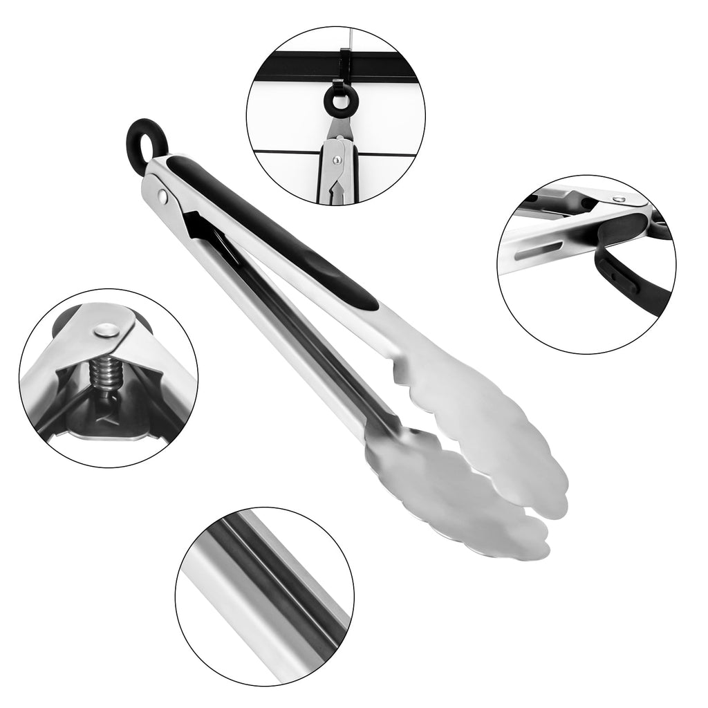 Abaima 3 Pcs Kitchen Tongs for Cooking,8'' 10'' 13'' Stainless Steel Serving Tongs Barbecue Tongs with Non-Slip Grip ... - Image 3