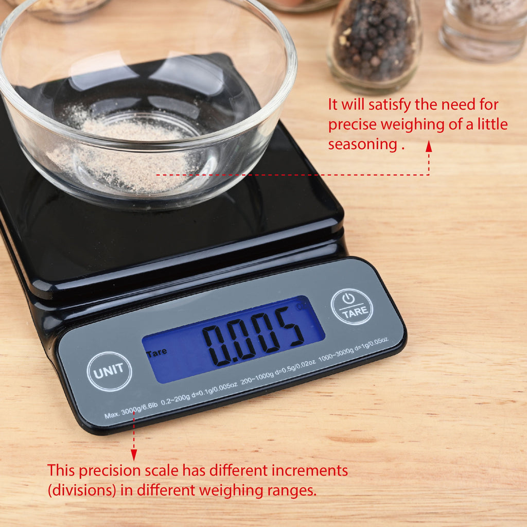 Mainstays 6LB High Precision Digital Kitchen Scale with Blue Backlit, Black - Image 5