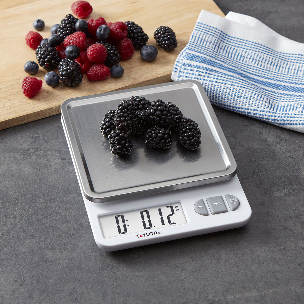 Taylor 11lb Digital Kitchen Scale and Food Scale with Removable Stainless Steel Tray Cooking, Baking, Meal Prepping W... - Image 2