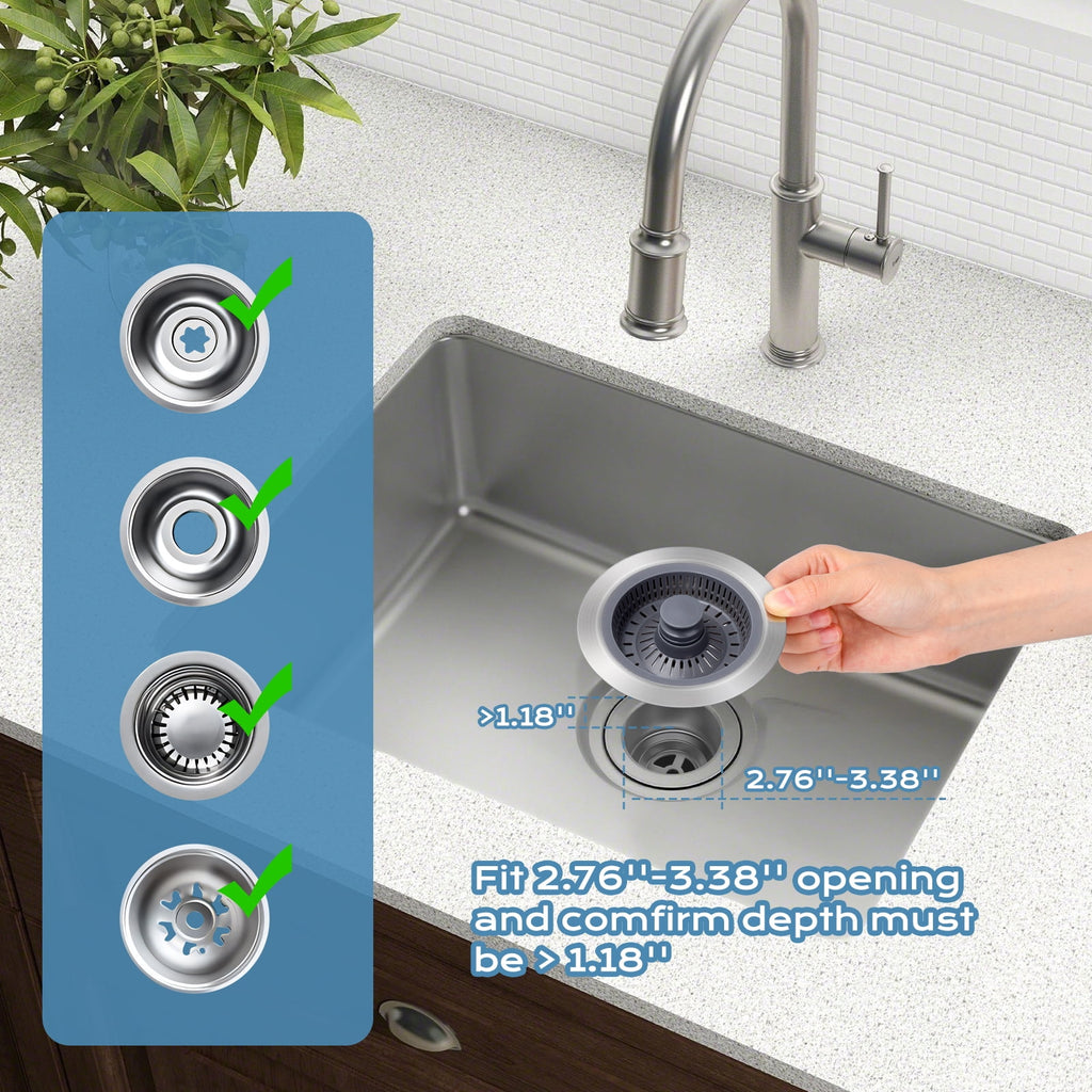 SAMODRA Upgraded 3 in 1 Kitchen Sink Strainer and Stopper, Stainless Steel Drain Strainer Combo for Kitchen Sink, US ... - Image 6