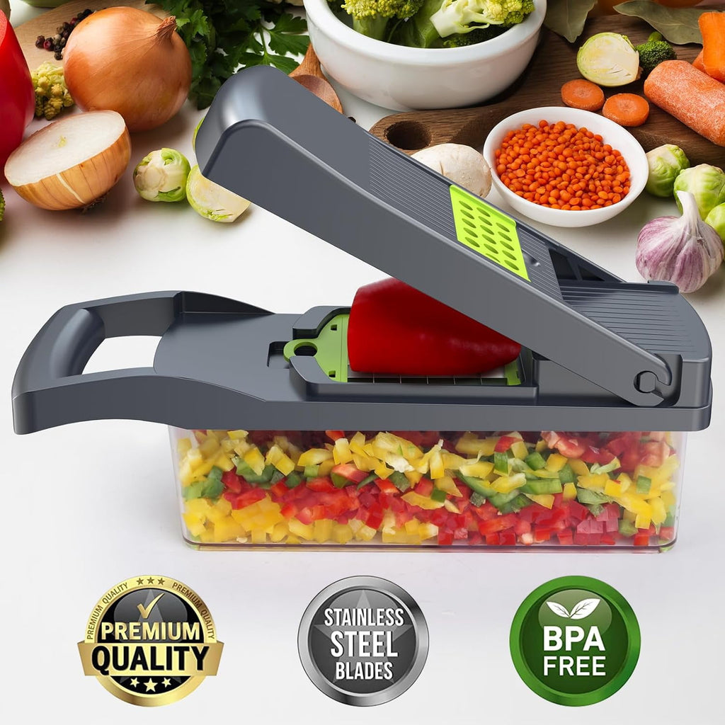 Vegetable Chopper, sktome Veggie Chopper, Multifunctional 12 in 1 Food Chopper, Vegetable Slicer Dicer with 8 Blades,... - Image 4