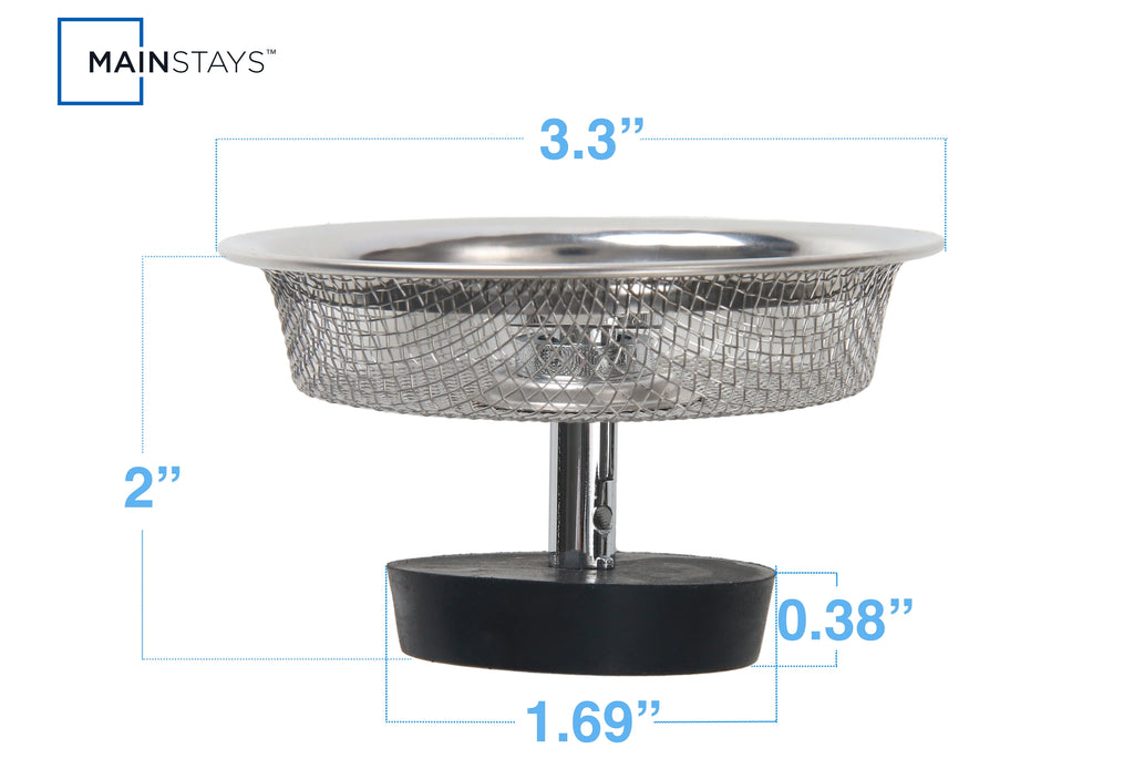 Mainstays Stainless Steel Mesh Sink Strainer with Rubber Stopper Silver - Image 4