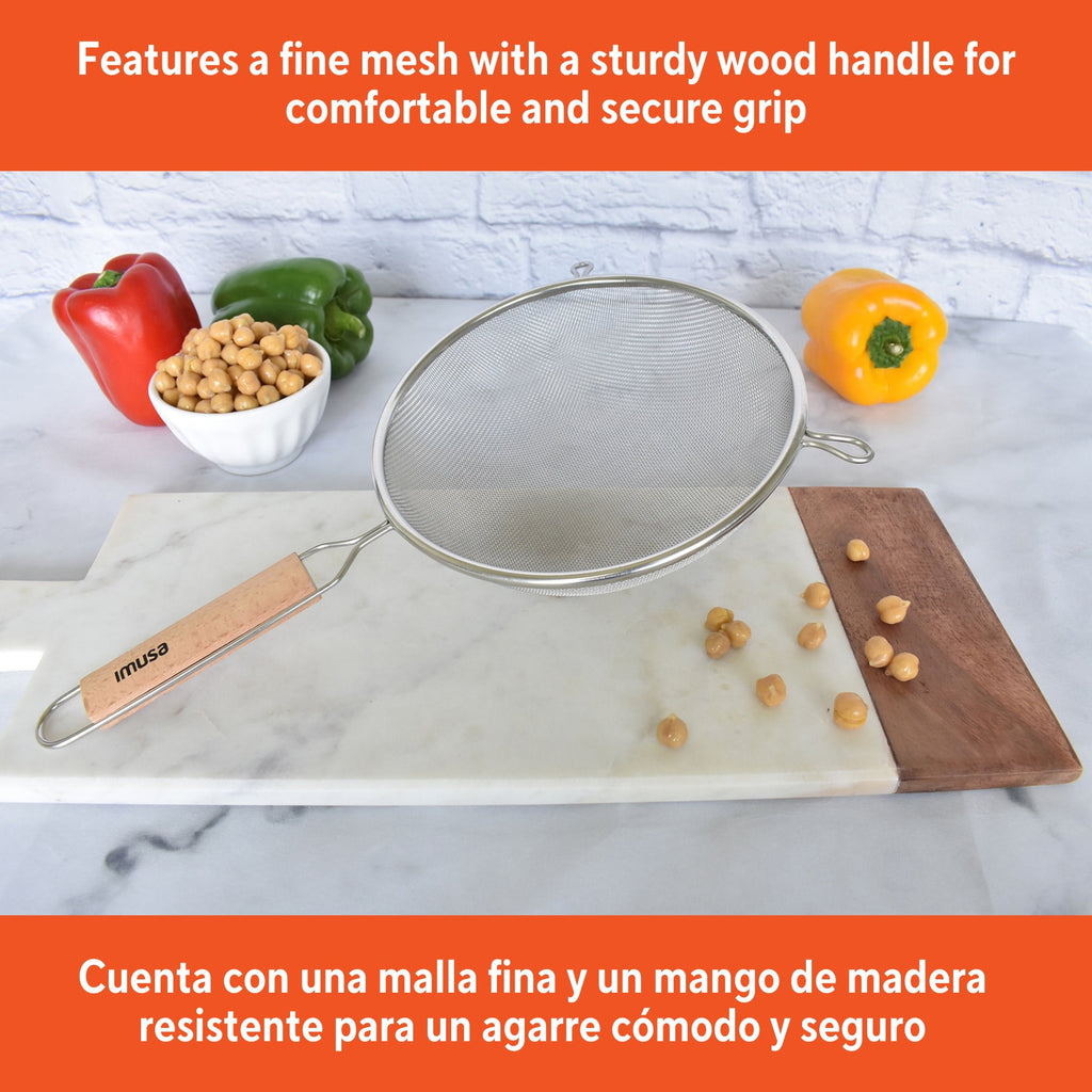 IMUSA 6in Stainless Steel Strainer with Wood Handle - Image 4
