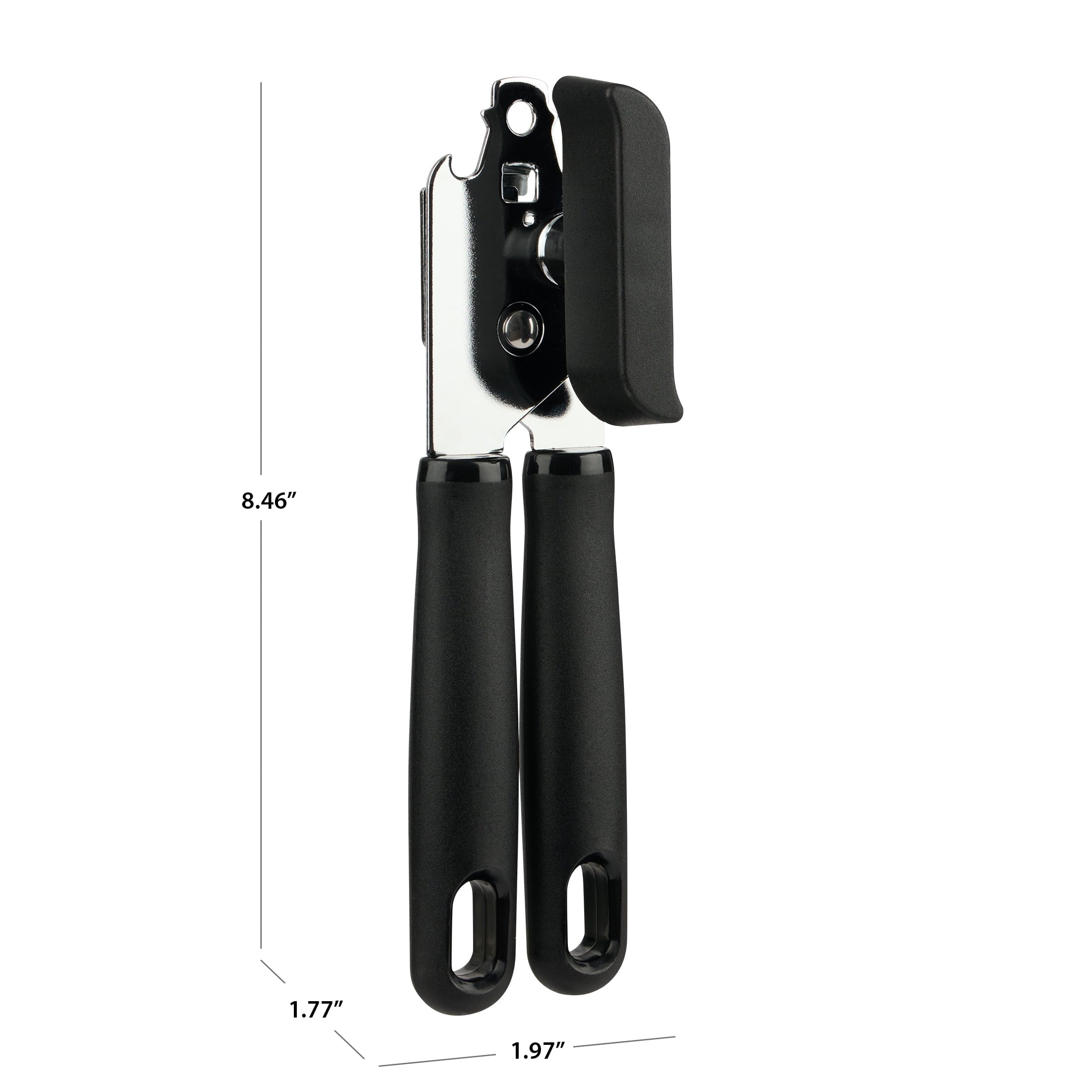 Mainstays 2 Ply Manual Can Opener with Integrated Bottle Opener, Black - Image 2