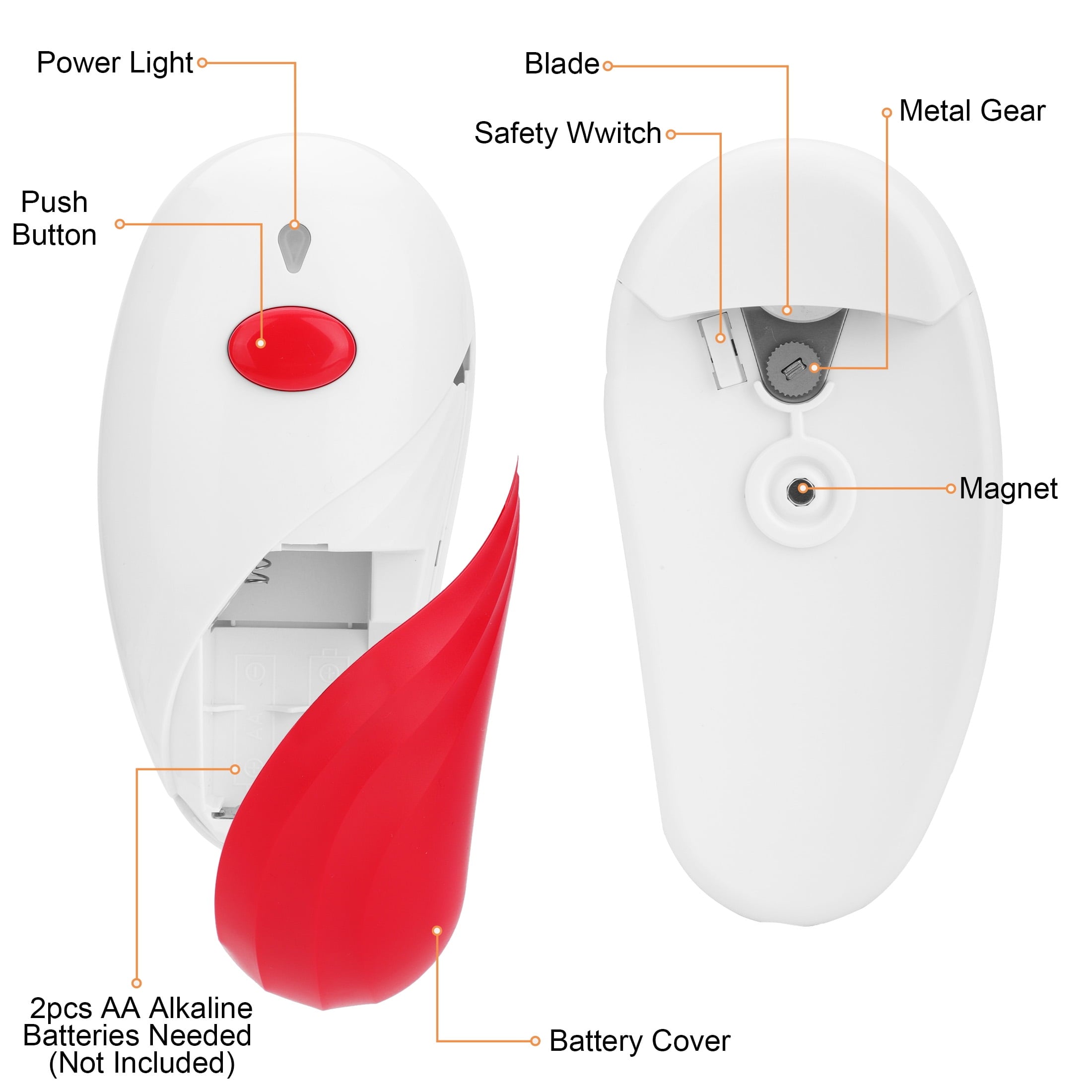 EEEkit Auto Electric Can Opener for Seniors with Arthritis, Smooth Edge, Hands Free, Battery Operated, Red - Image 6
